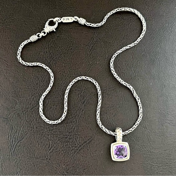 🟦SALE🟦 Effy 18k gold sterling silver checkerboard cut amethyst necklace - Picture 6 of 12